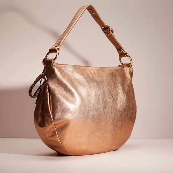 COACH Ali Leather Hobo Rose Gold Metallic Shoulder Bag - Picture 1 of 11